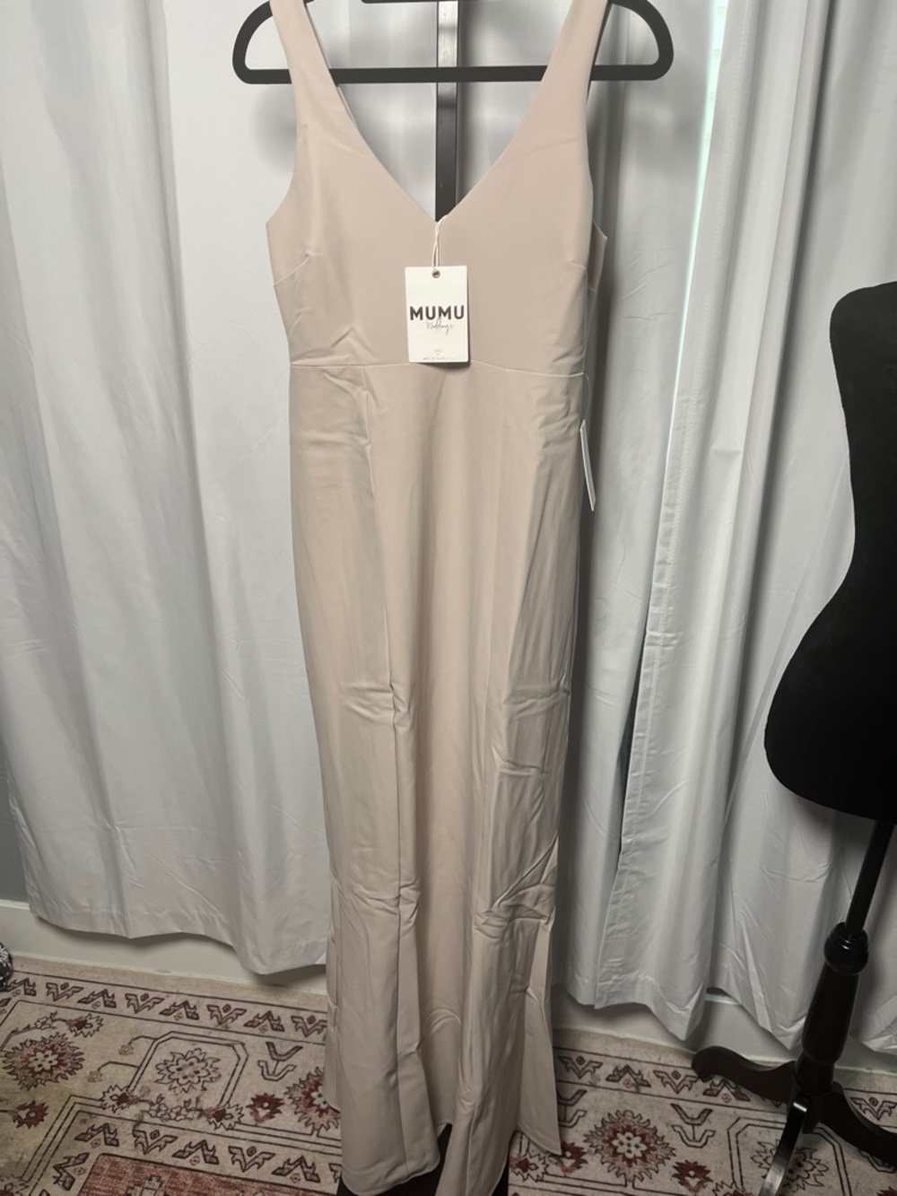 Show Me Your Mumu Morgan Sleeveless V-Neck Maxi Dress in Light Taupe